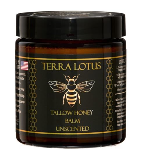 Terra Lotus Honey Tallow Balm jar close-up for rich, natural moisture.