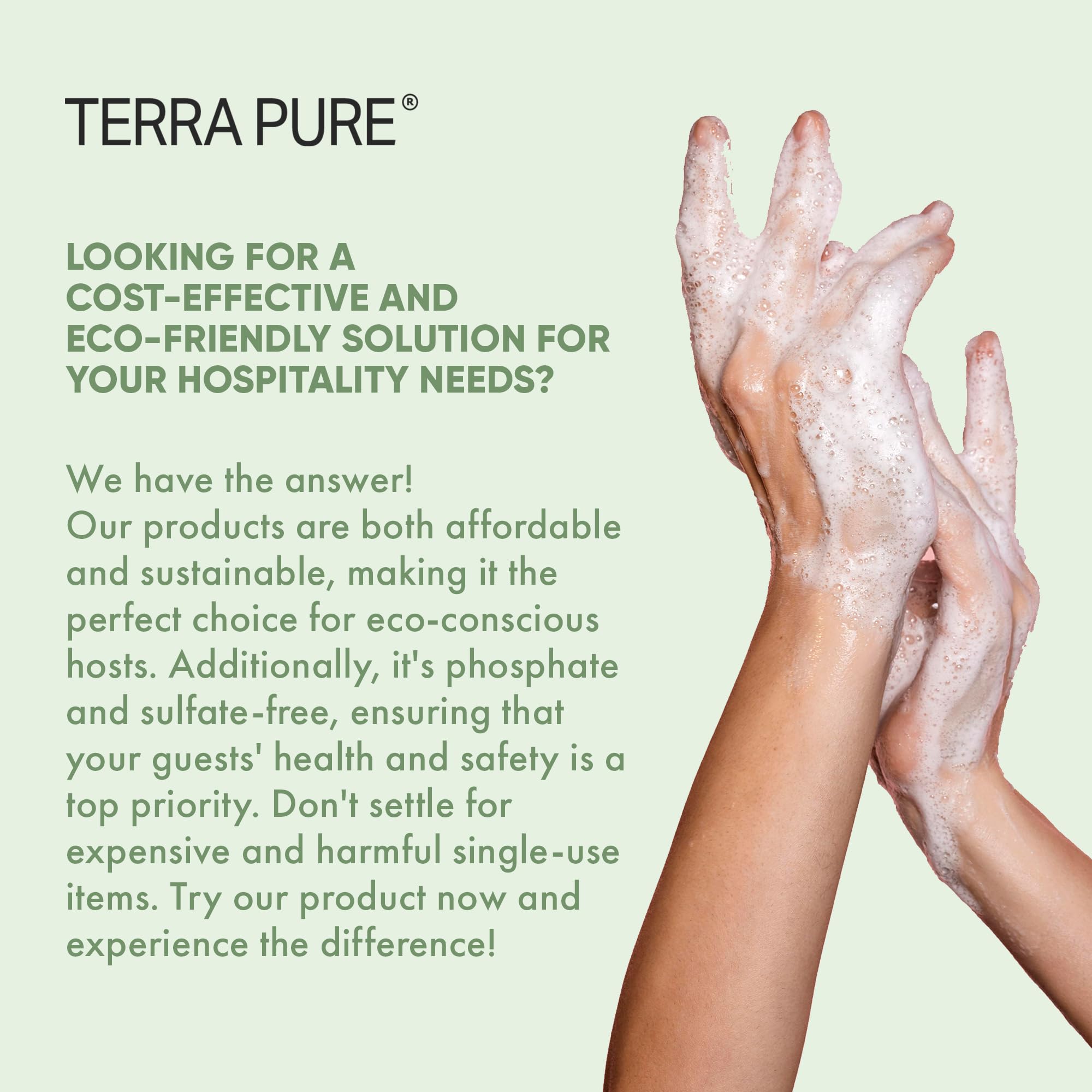 Terra Pure body wash being dispensed into a wall dispenser.