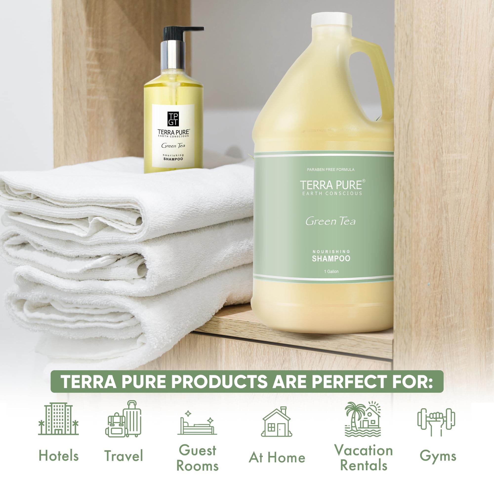Terra Pure Paraben-free shampoo suitable for hotel amenities