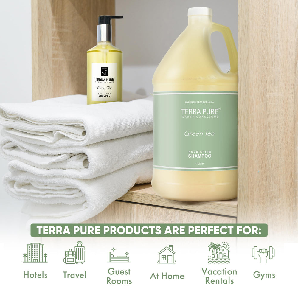 Terra Pure Paraben-free shampoo suitable for hotel amenities