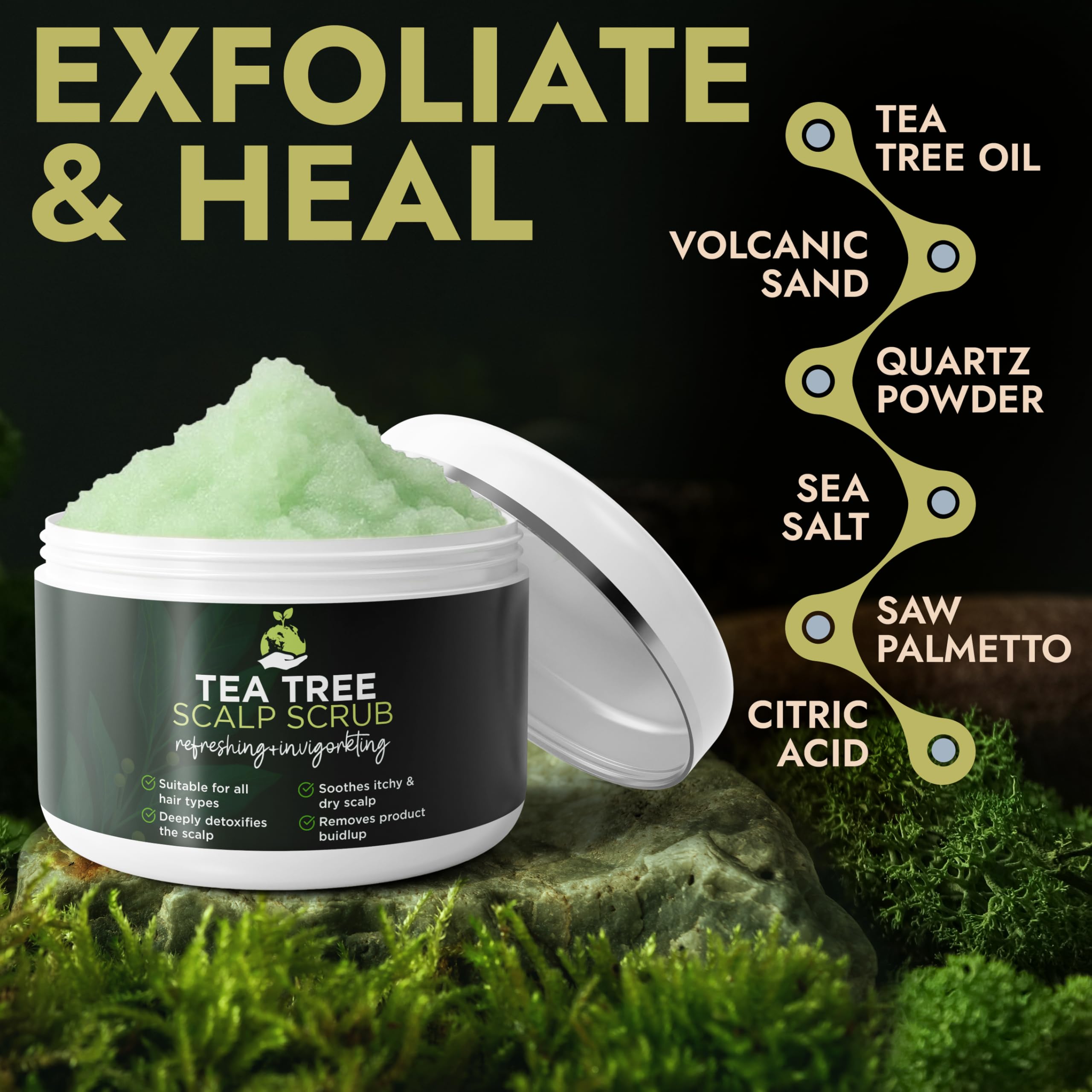 Terramed exfoliante con sal marina para balance capilar.