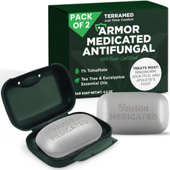 Terramed Just Think Comfort antifungal soap pack two bars for on-the-go treatment.