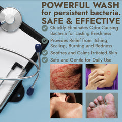 Terramed Just Think Comfort back acne care focus image shows targeted cleansing for back skin
