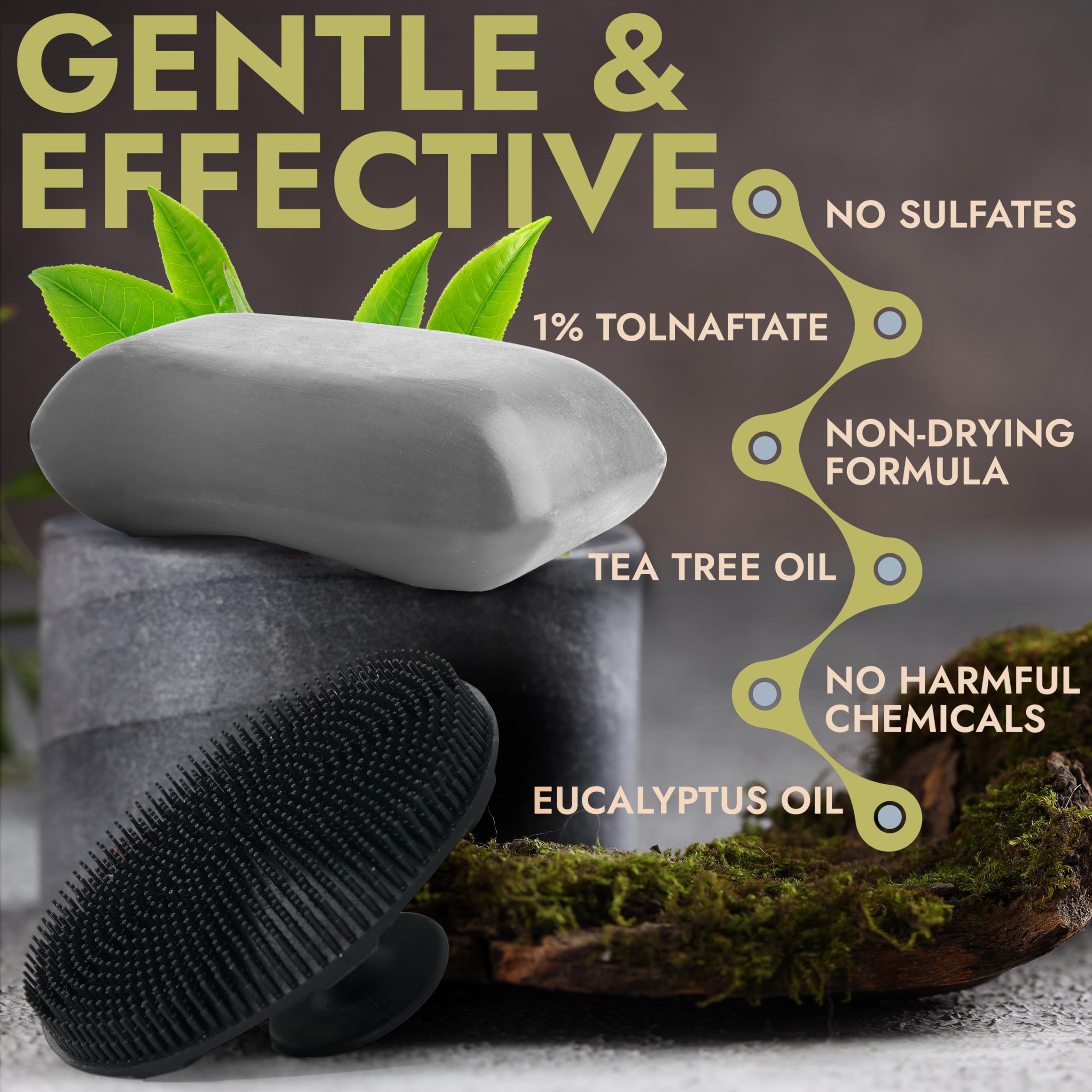 Terramed Just Think Comfort tea tree oil 1% antifungal soap for refreshed skin.