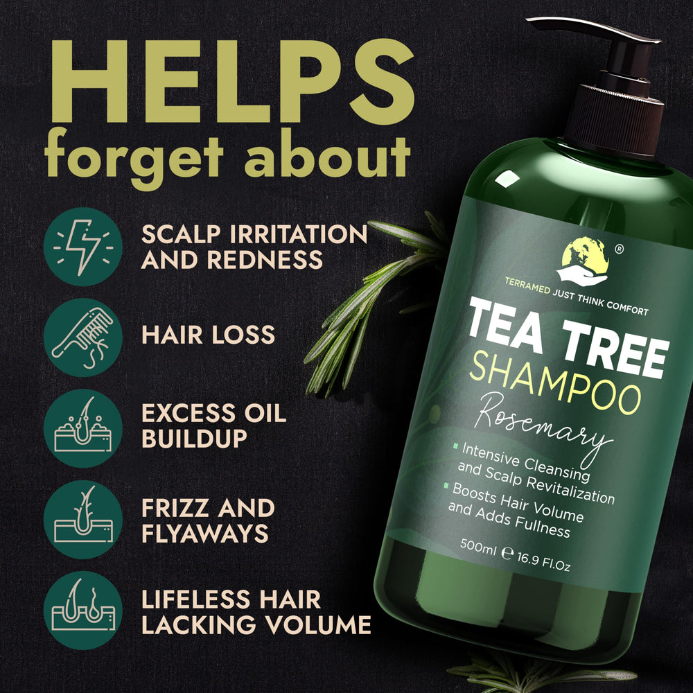 Terramed Rosemary Tea Tree Conditioner bottle for smooth, hydrated hair.