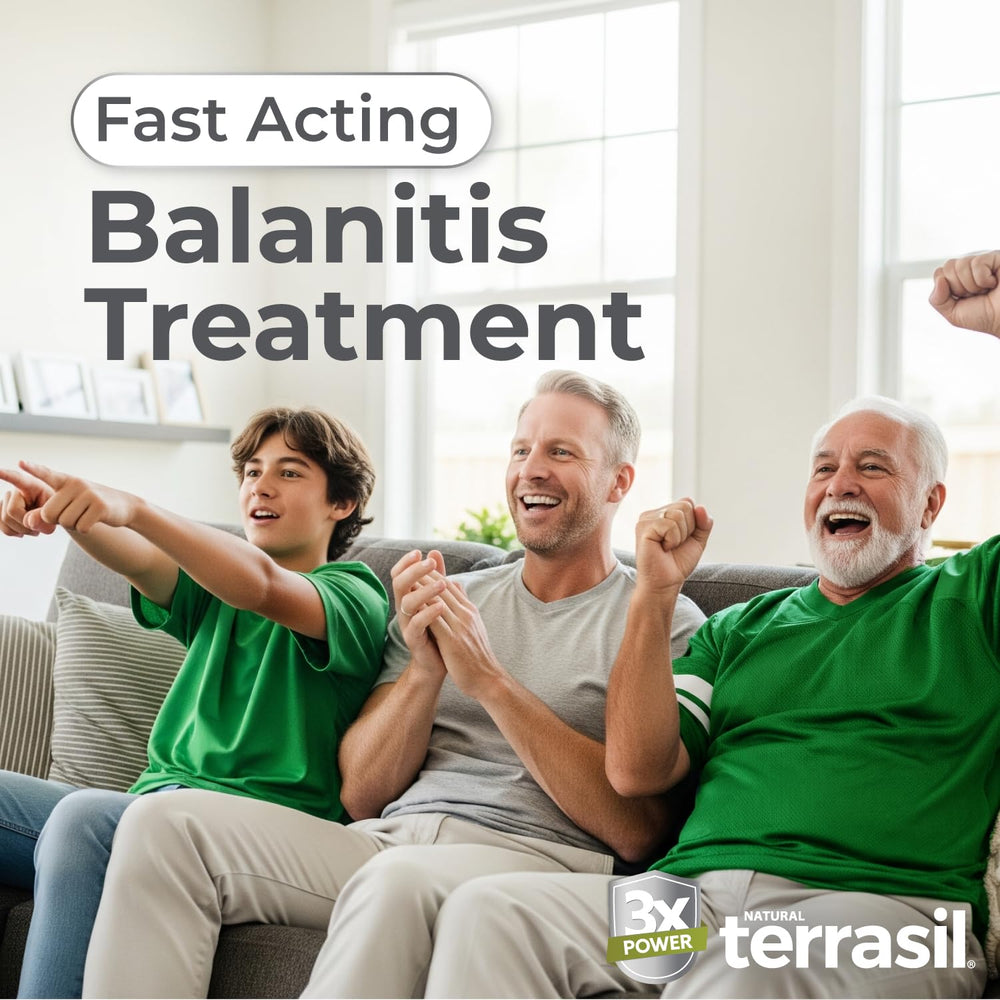 Terrasil Balanitis Soap bar closeup highlights Calendula and Jojoba for gentle cleansing.