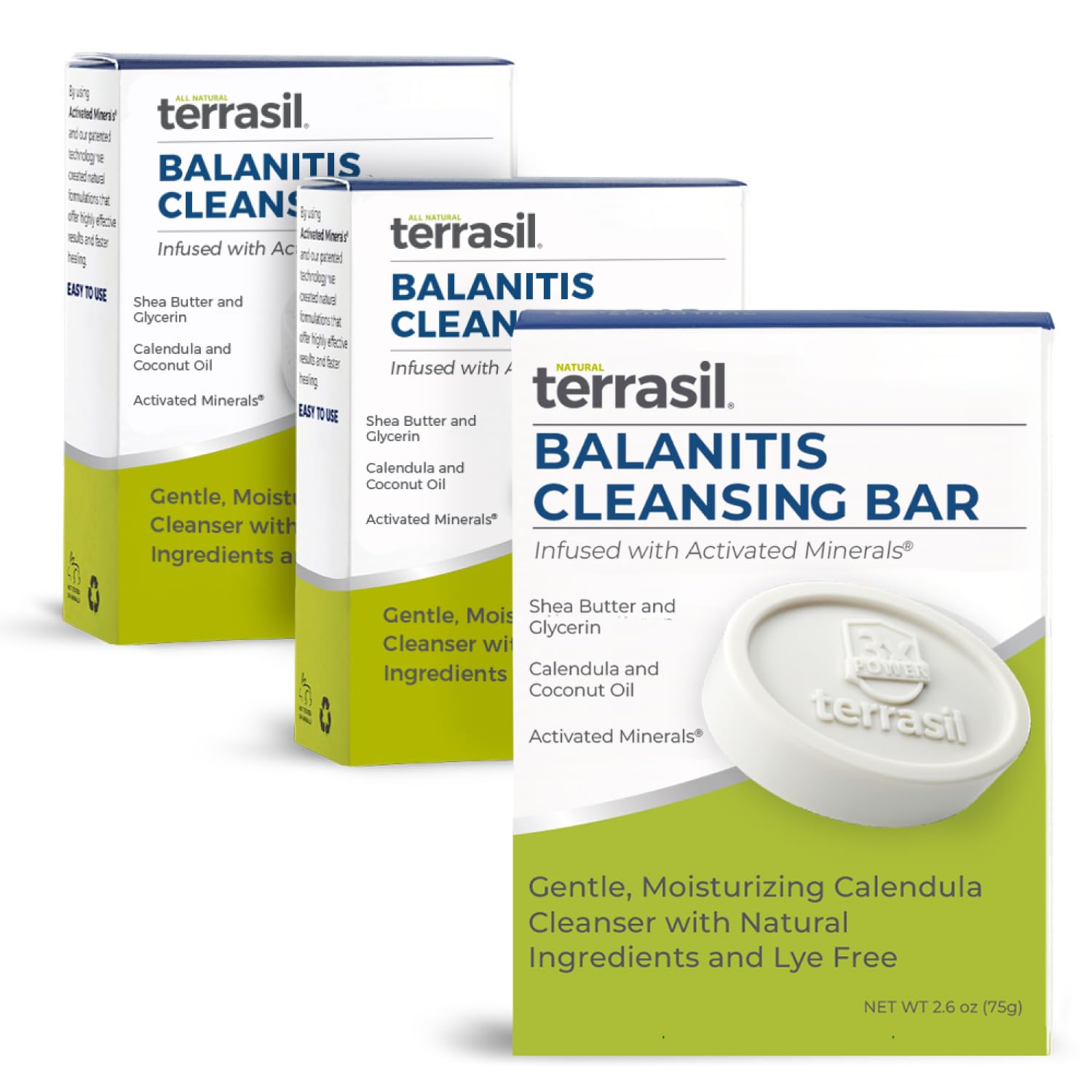 Terrasil Balanitis Soap for Men outer pack shows premium, dermatologist-tested care.