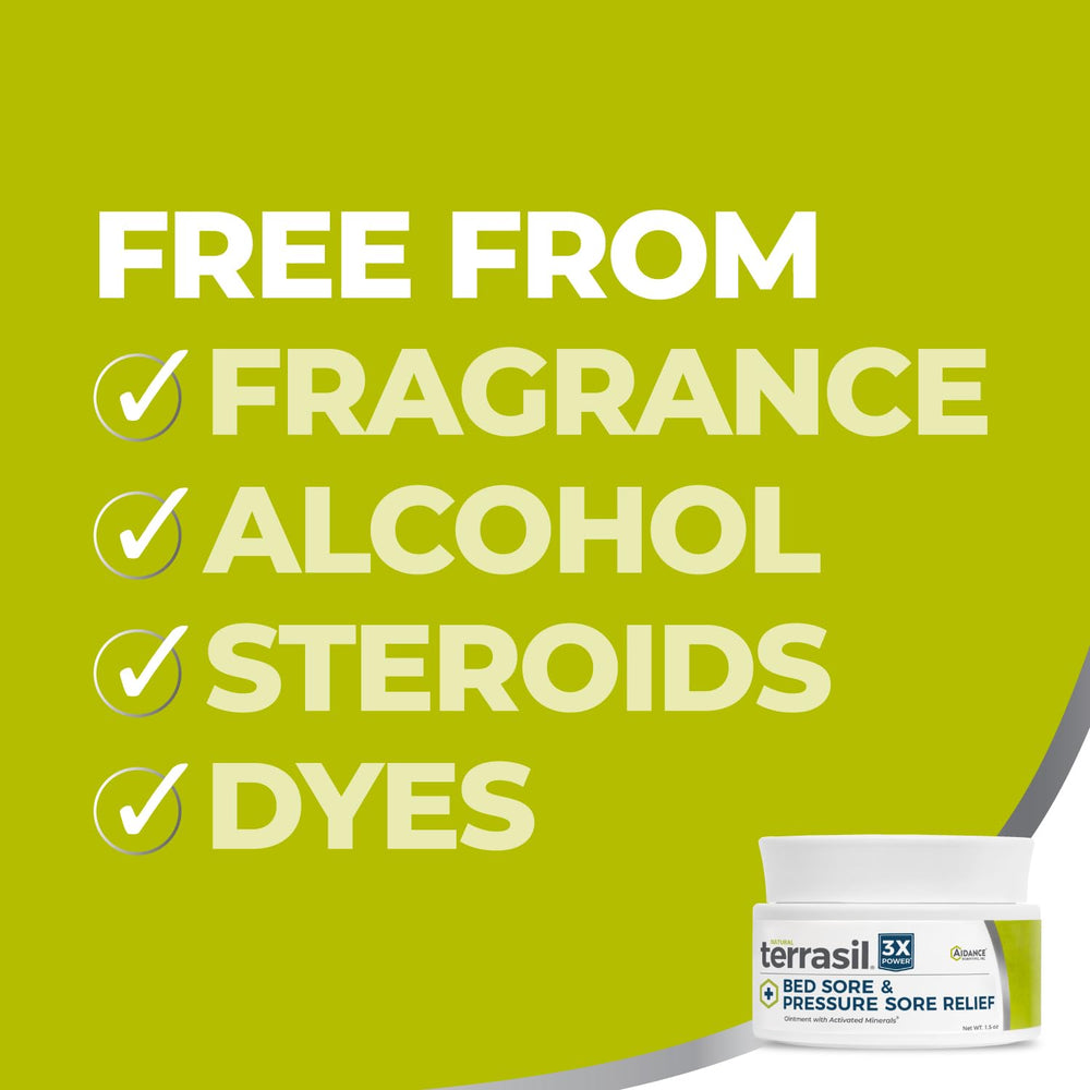 Terrasil bed sore relief cream applying to affected area demonstrating gentle application