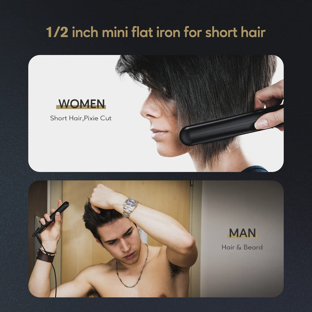 Terviiix Mini Flat Iron short hair styling focused on bangs and edges with controlled heat