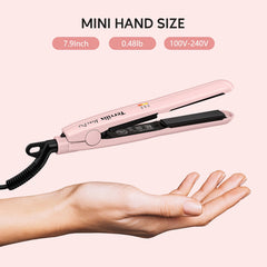 Terviiix Mini Flat Iron with visible temperature settings for customized styling.