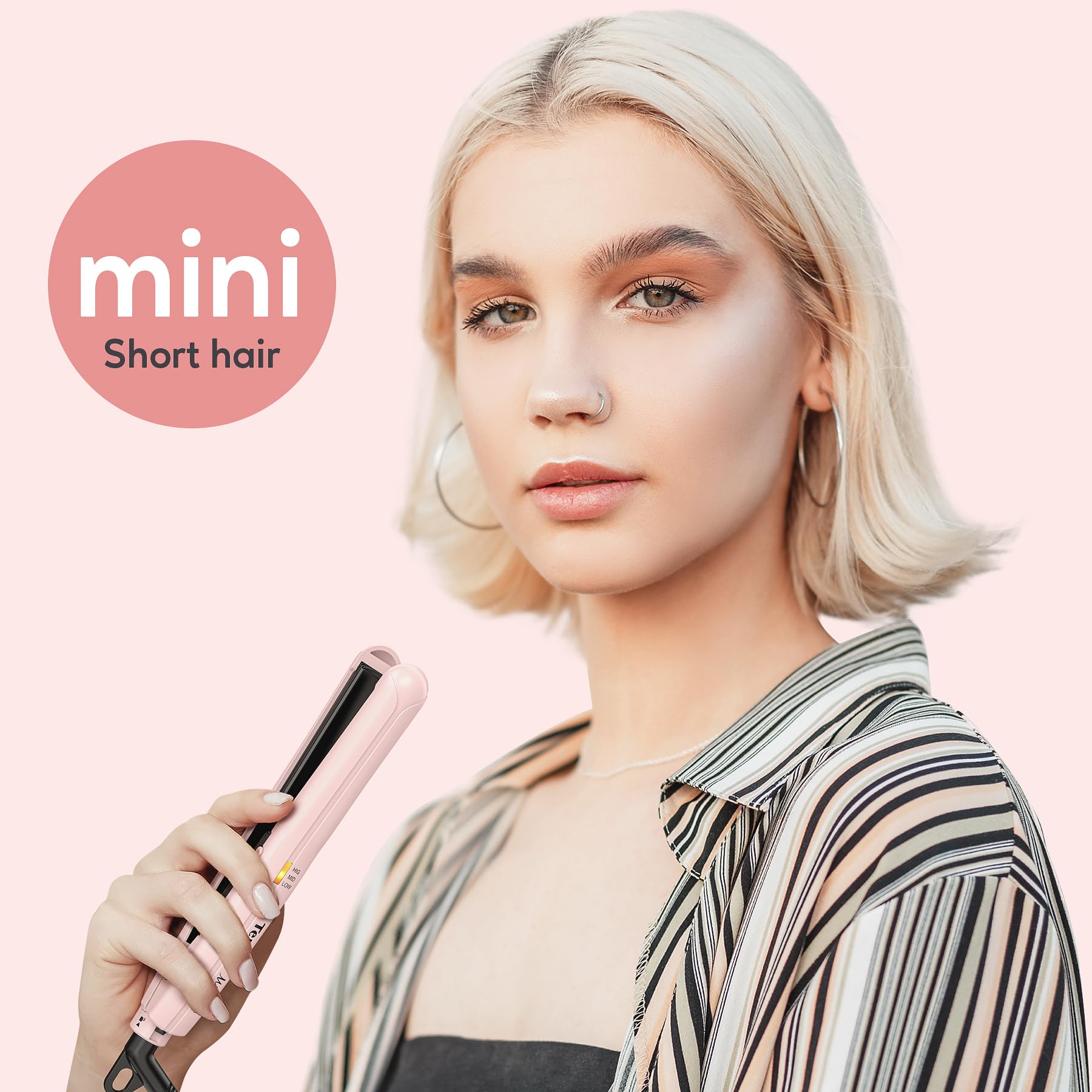 Terviiix Mini Flat Iron showing dual voltage for international travel.