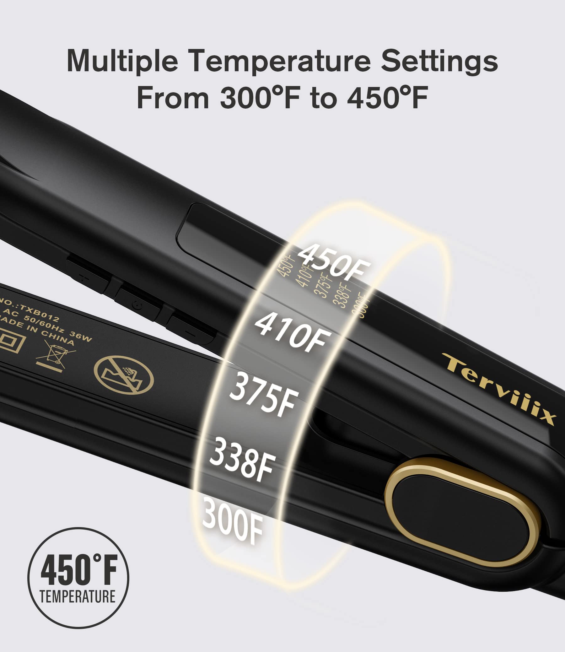 Terviiix compact flat iron highlighting dual voltage for international use