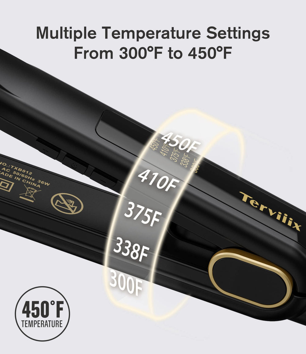 Terviiix compact flat iron highlighting dual voltage for international use
