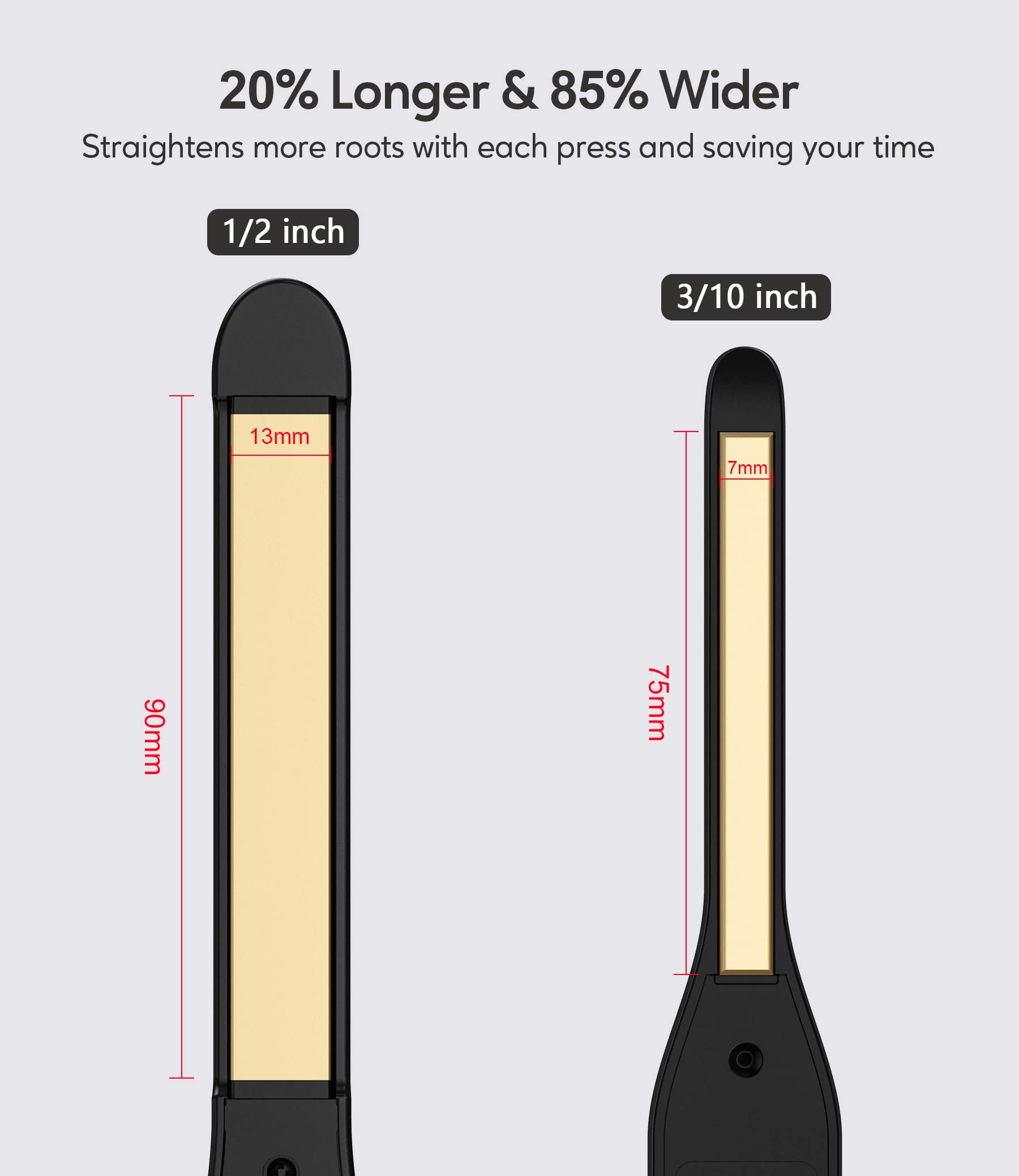 Terviiix 1/2-inch flat iron with argan oil-keratin-tourmaline plates for smooth shine