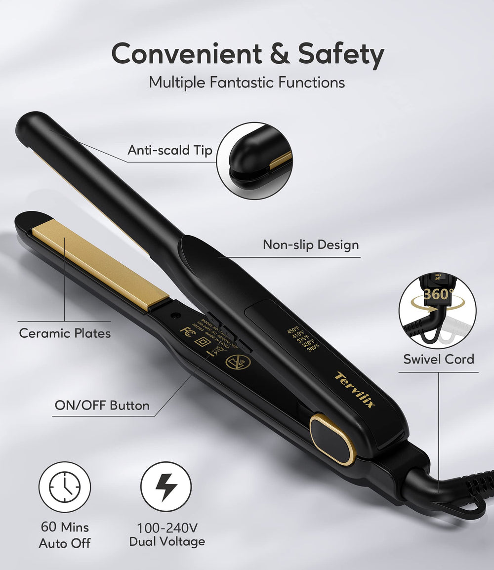 Terviiix 60-minute auto shut-off and 360° swivel cord for safe, easy styling