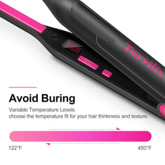 Terviiix Pencil Flat Iron showing digital LCD display for precise control.