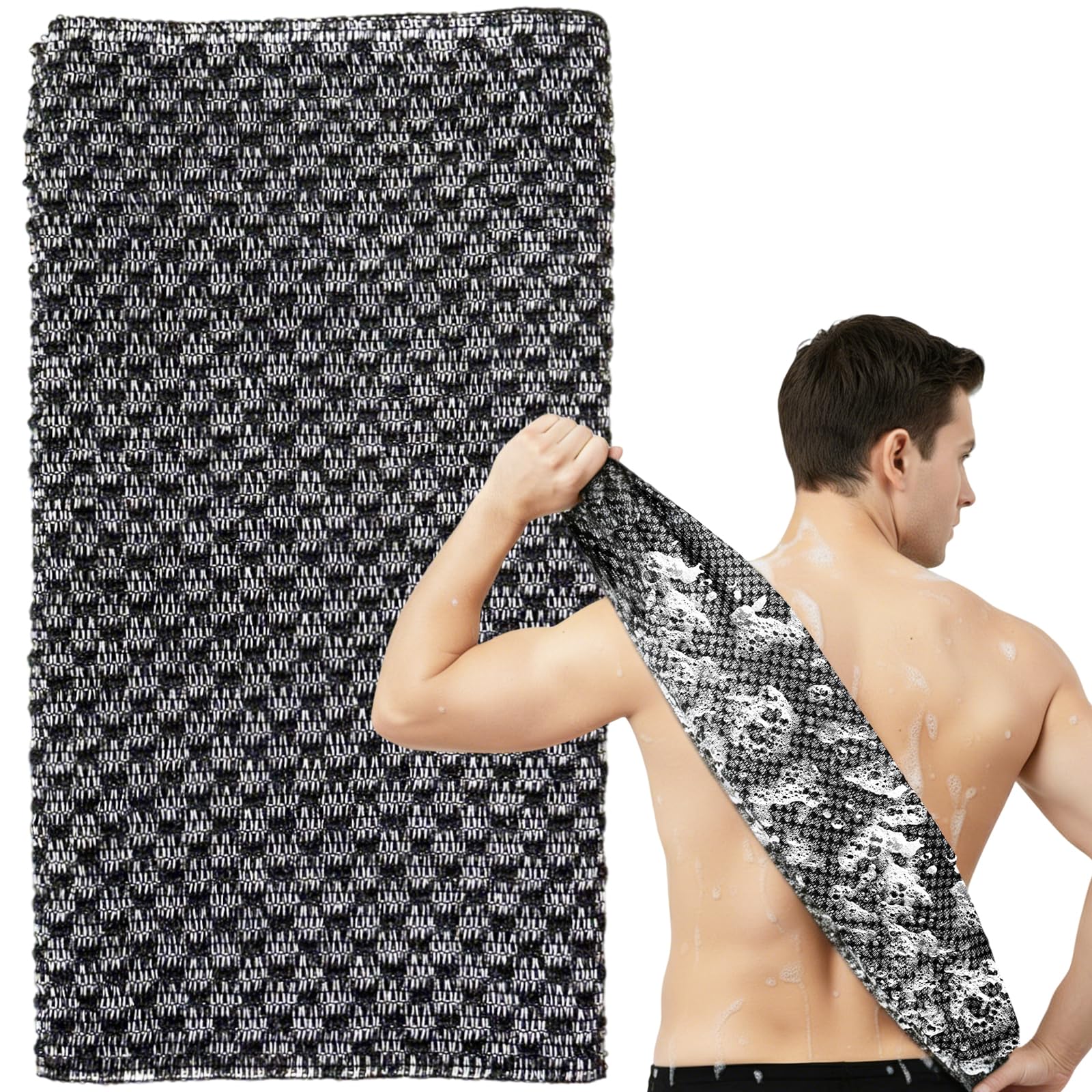 Teshee: toalla exfoliante de ducha de 48 pulgadas para cubrir todo el cuerpo.