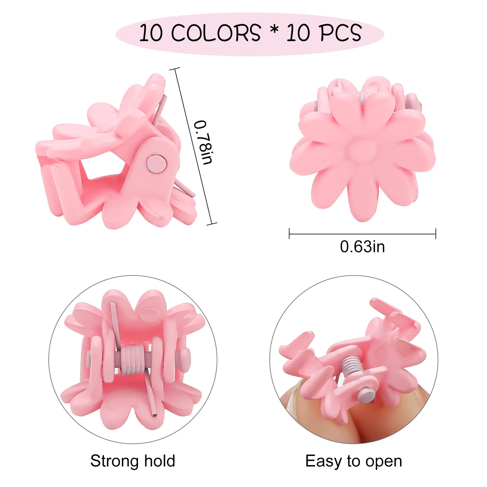 Tetizo colorful mini clips close-up showing durable metal spring and soft matte coating.