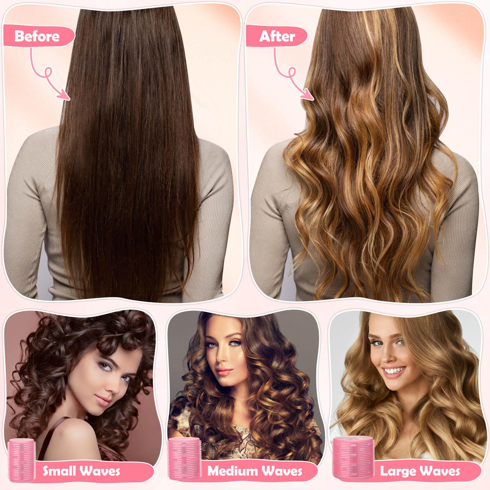 Tetutor rollers in use on hair for salon-like results.