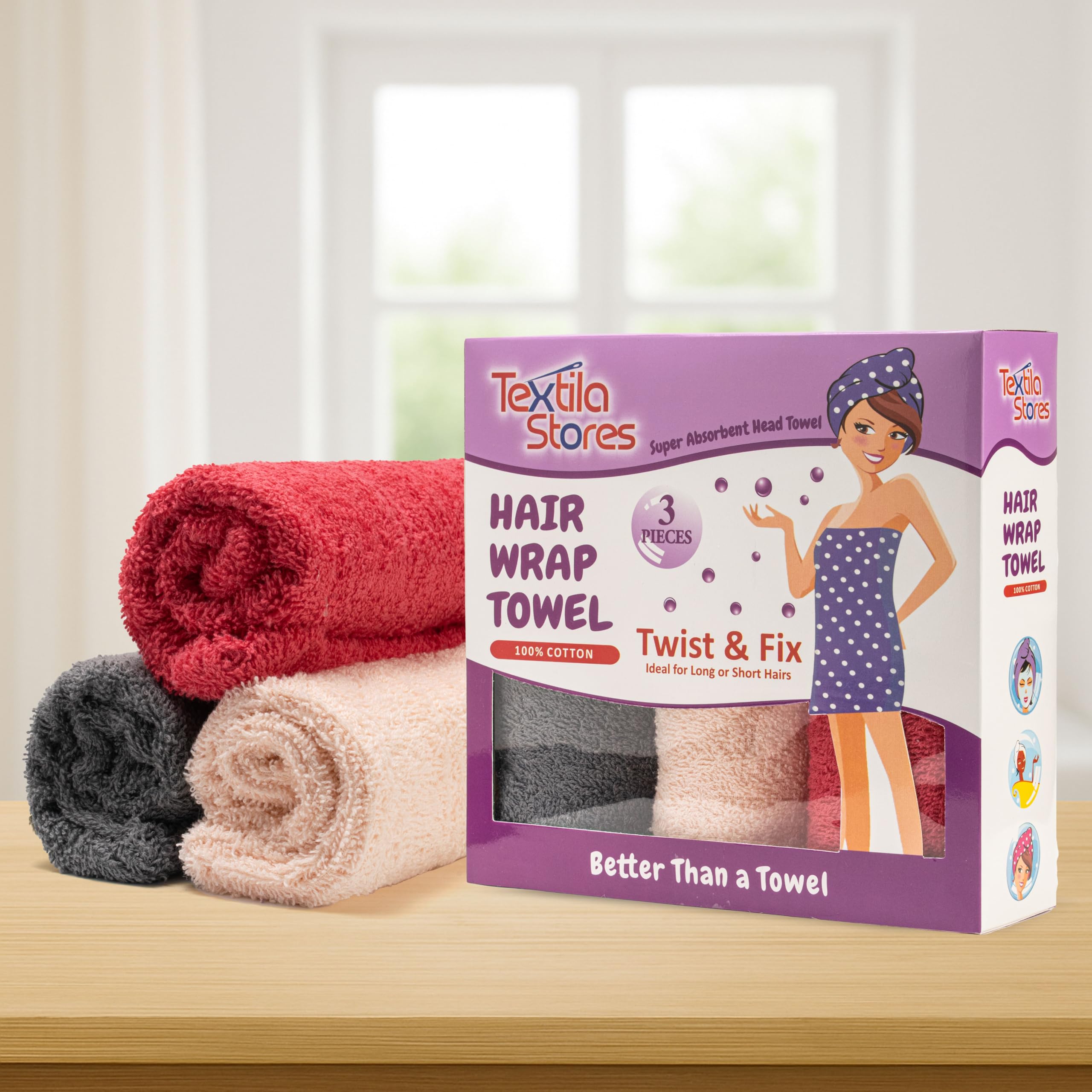 Textila turbante rosa: absorbente y ligero para uso diario