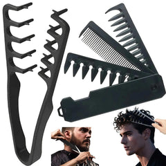 Texturizing Comb shown lifting roots for fuller volume on all hair types.
