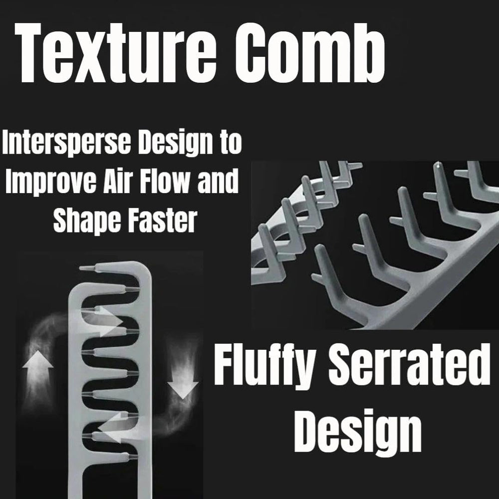 Texturizing Comb wide-tooth design detangles without pulling.