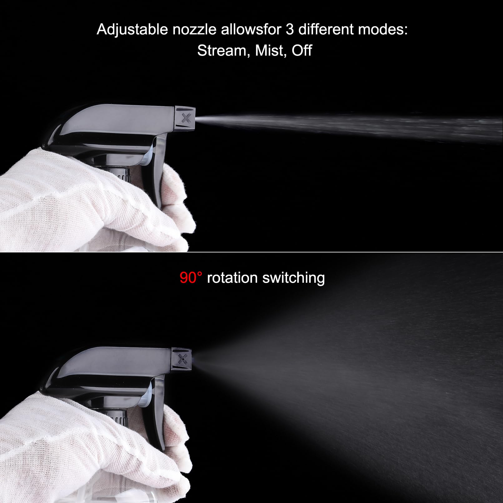 Teyssor 10oz spray bottle delivers fine mist for even coverage.