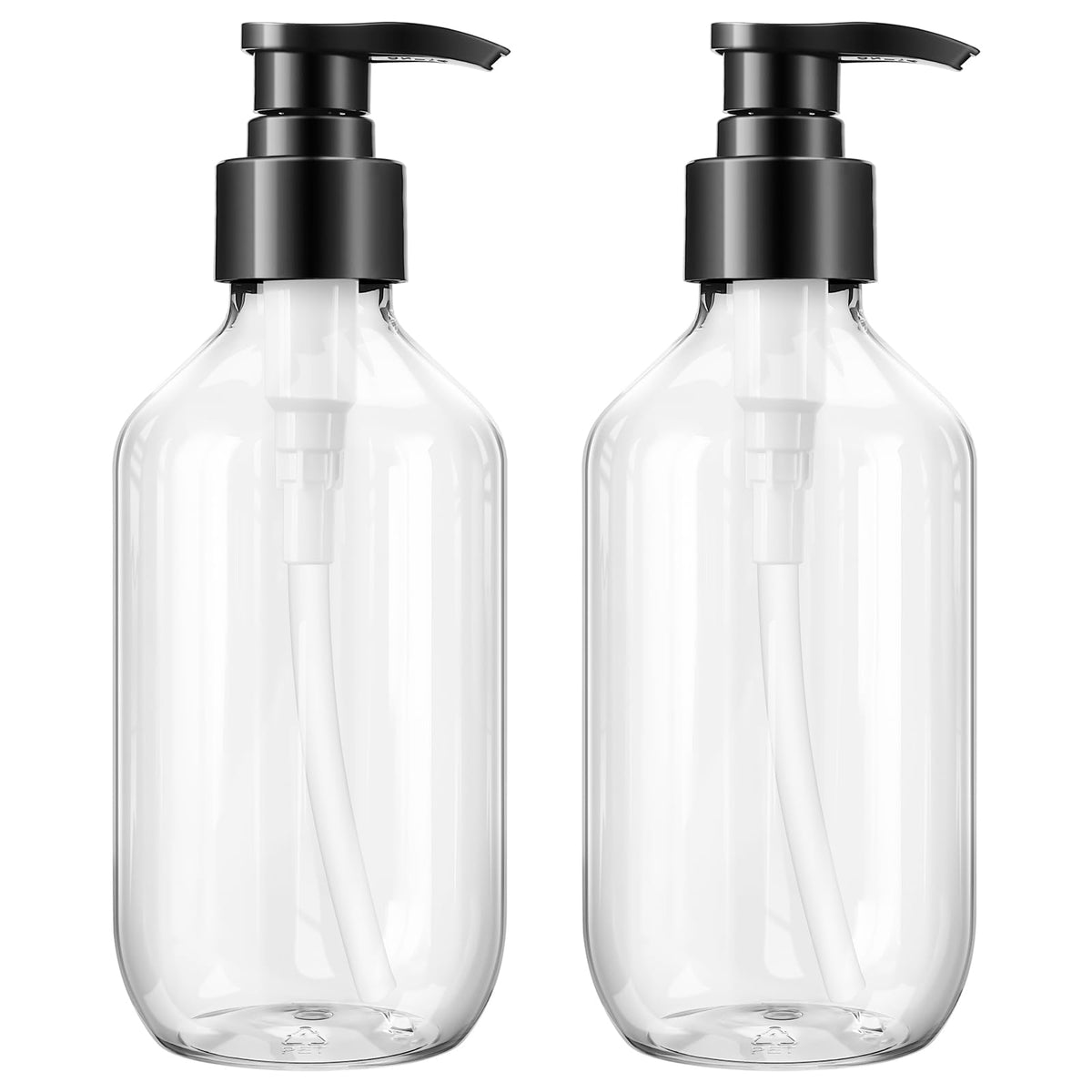 Teyssor pump bottle dispenser front view, clear 300ml design for everyday liquids