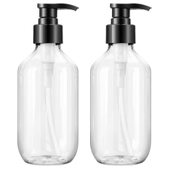 Teyssor pump bottle dispenser front view, clear 300ml design for everyday liquids