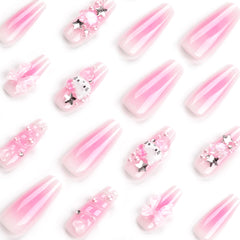 Tezocr pink acrylic nails with a natural, glossy look.
