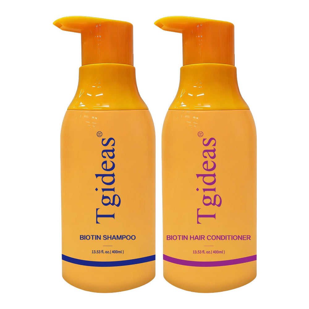 Tgideas Anti-Thinning Biotin Shampoo bottle pour promotes fuller-looking hair.