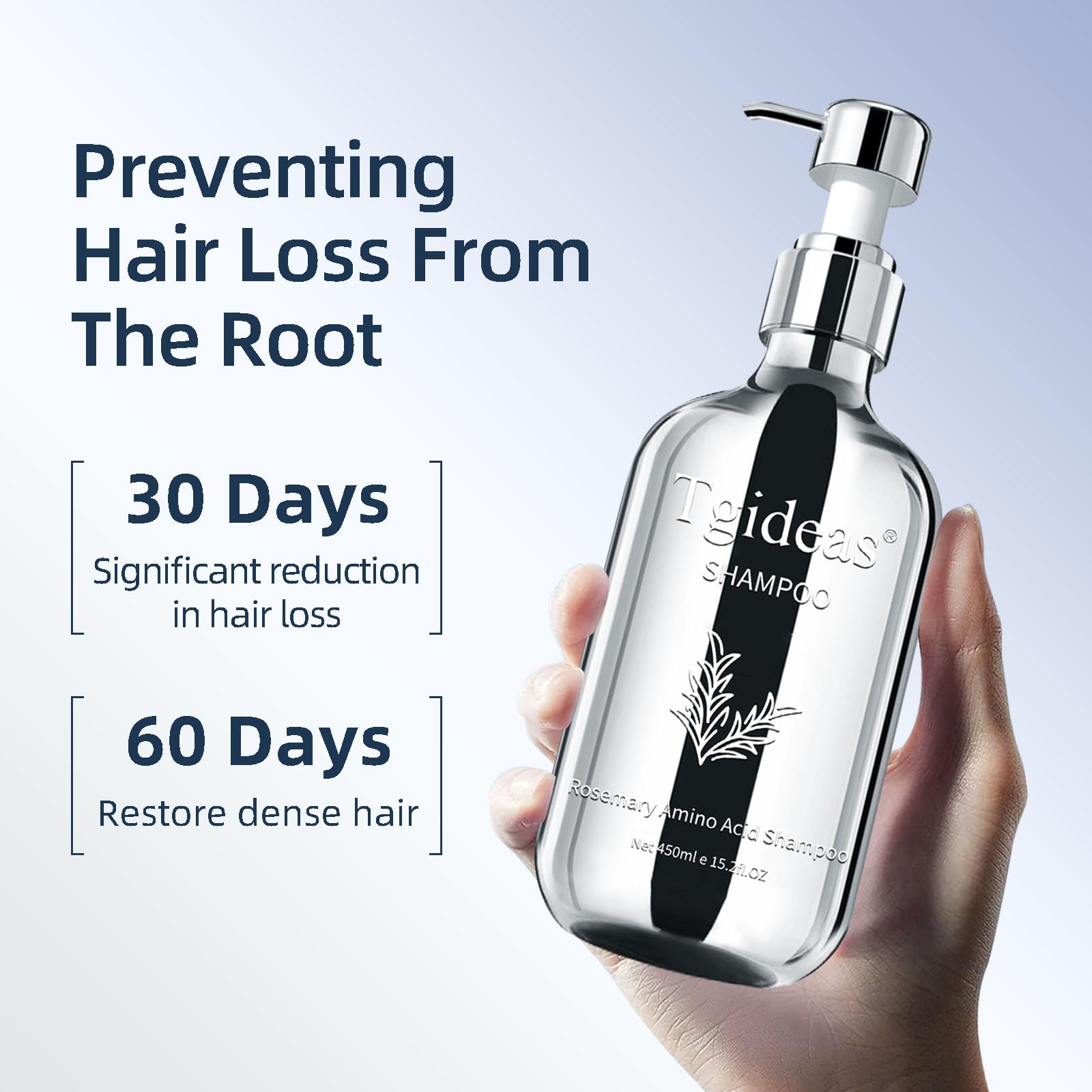 Pouring Tgideas Biotin Rosemary Shampoo for a refreshing daily cleanse