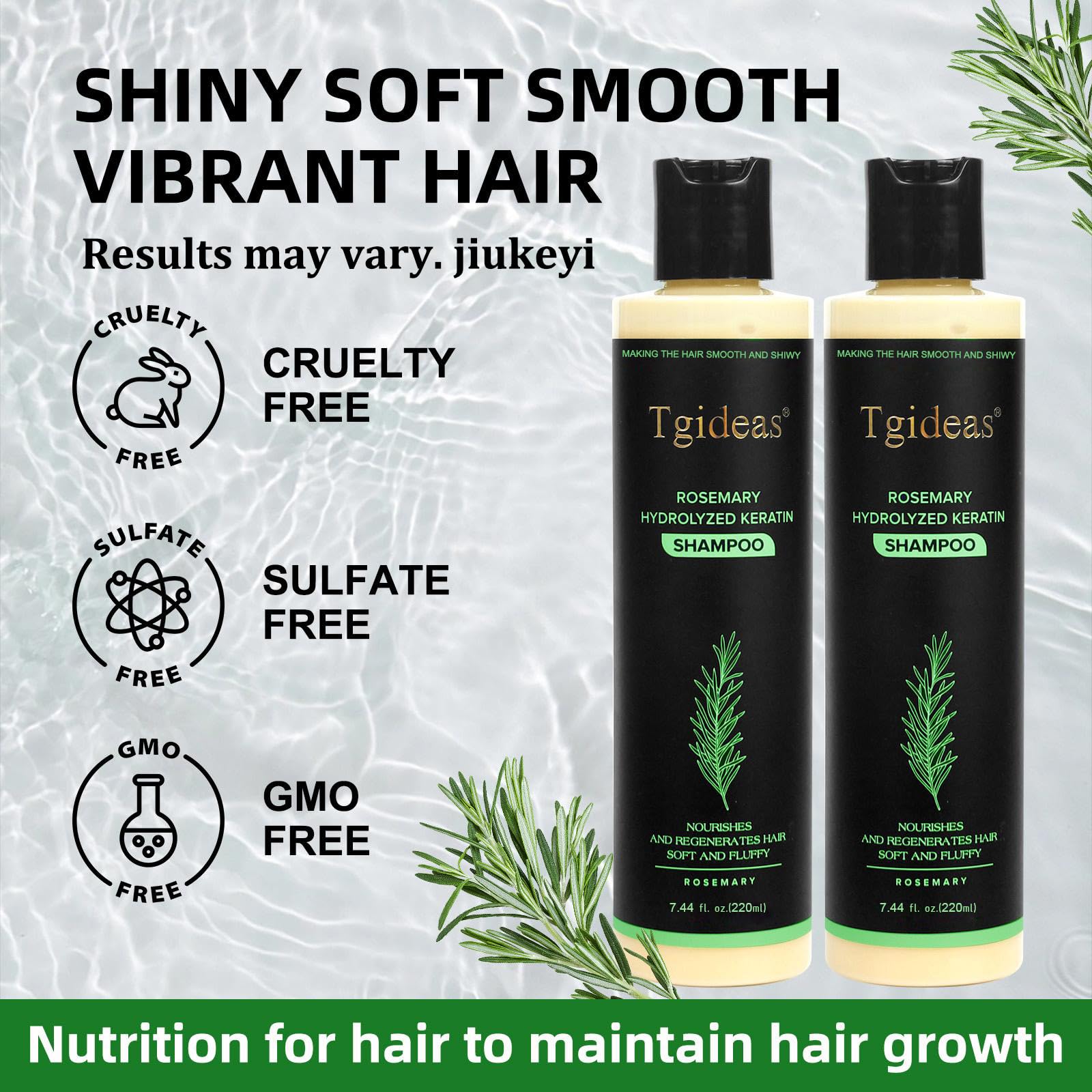 Tgideas Champú Romero, ingredientes naturales para cabello seco y frágil.