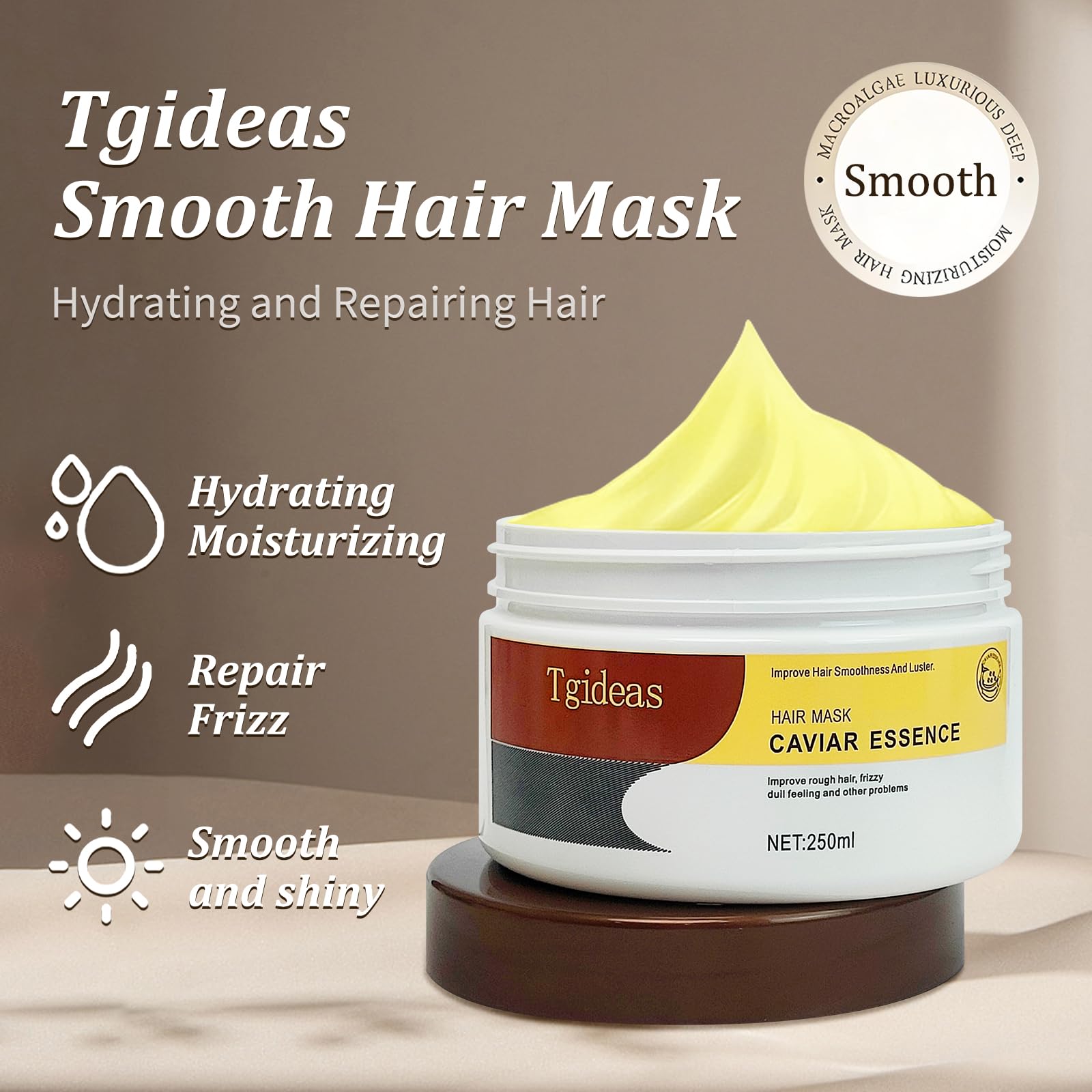 Tgideas Ingredientes naturales: caviar y colageno, nutre profundamente el cabello.