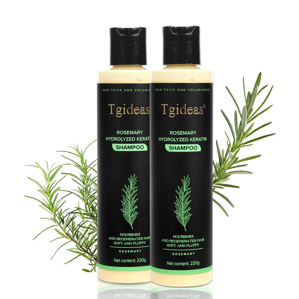 Tgideas Rosemary Biotin Shampoo bottle highlighting volumizing formula for thinning hair.