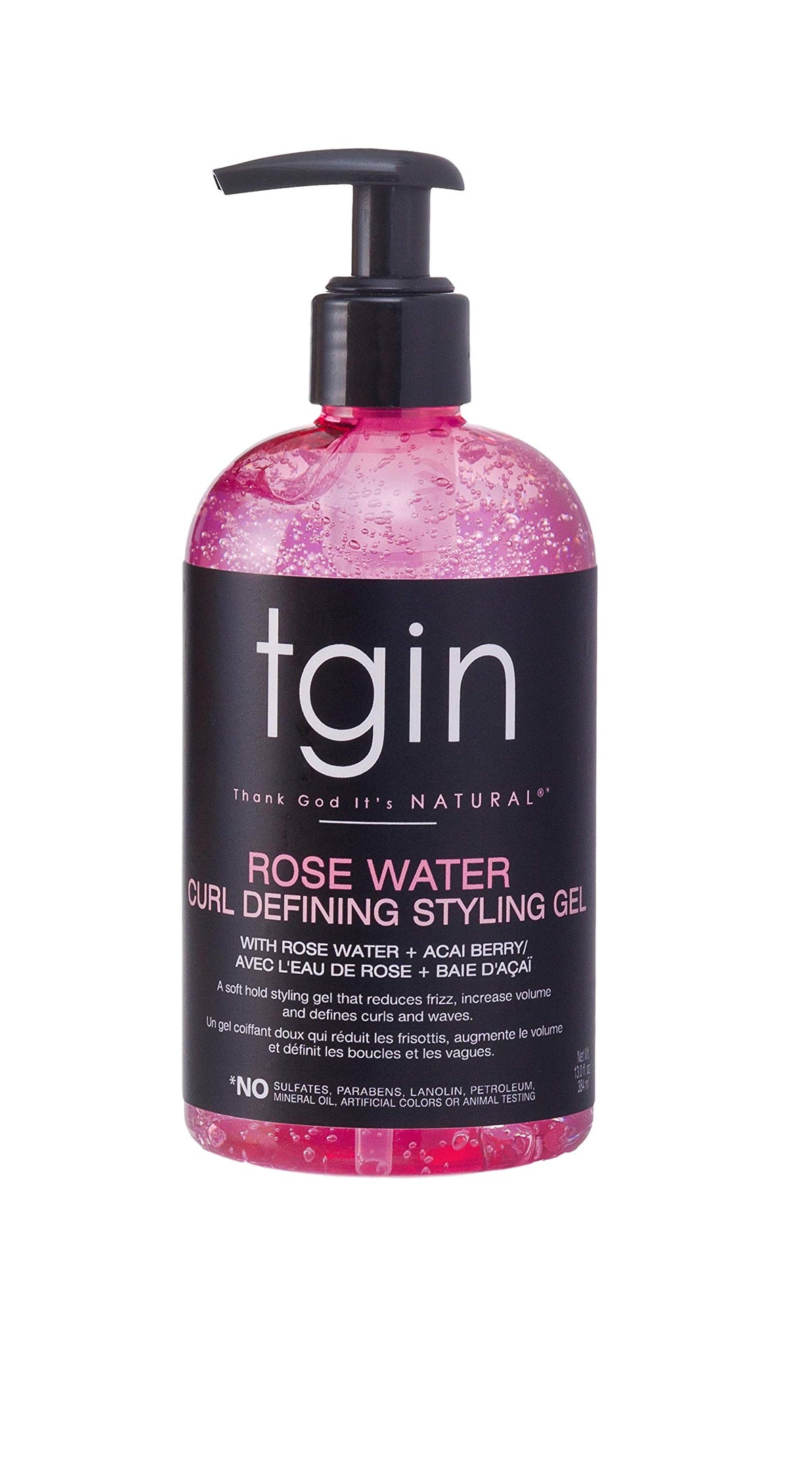 tgin agua de rosas en botella: hidratación suave para rizos definidos.