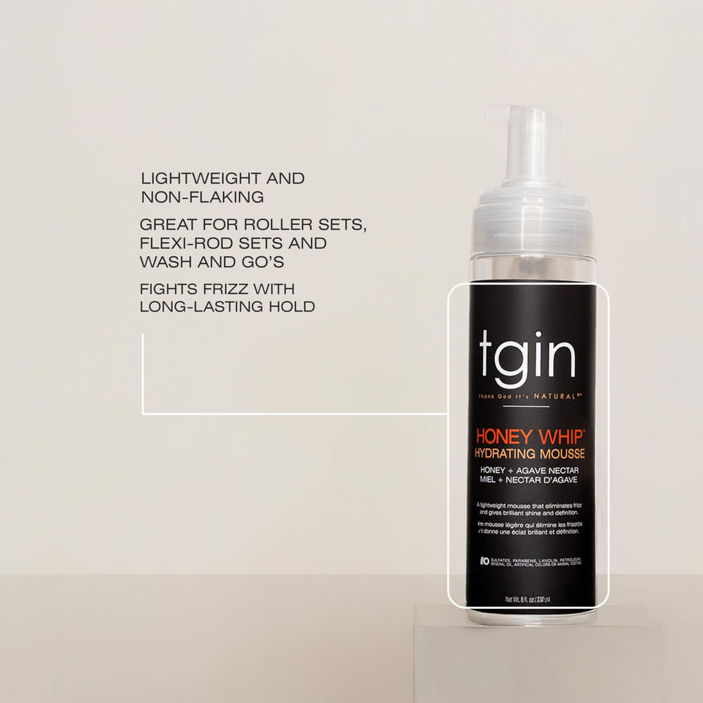 tgin Honey Whip mousse aporta brillo suave y frizz controlado