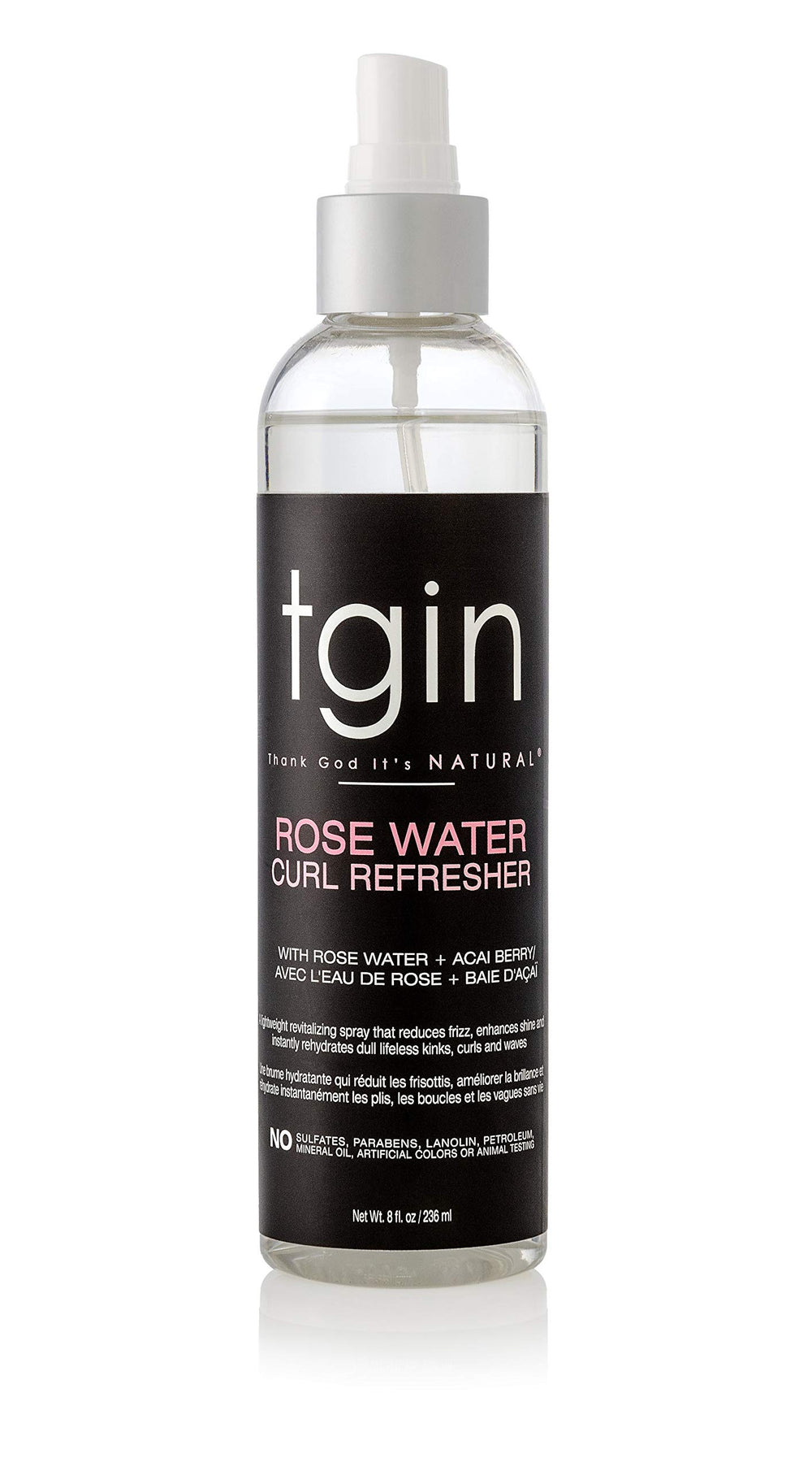 tgin Refrescador de Rizos con Agua de Rosas: botella con spray para rizos