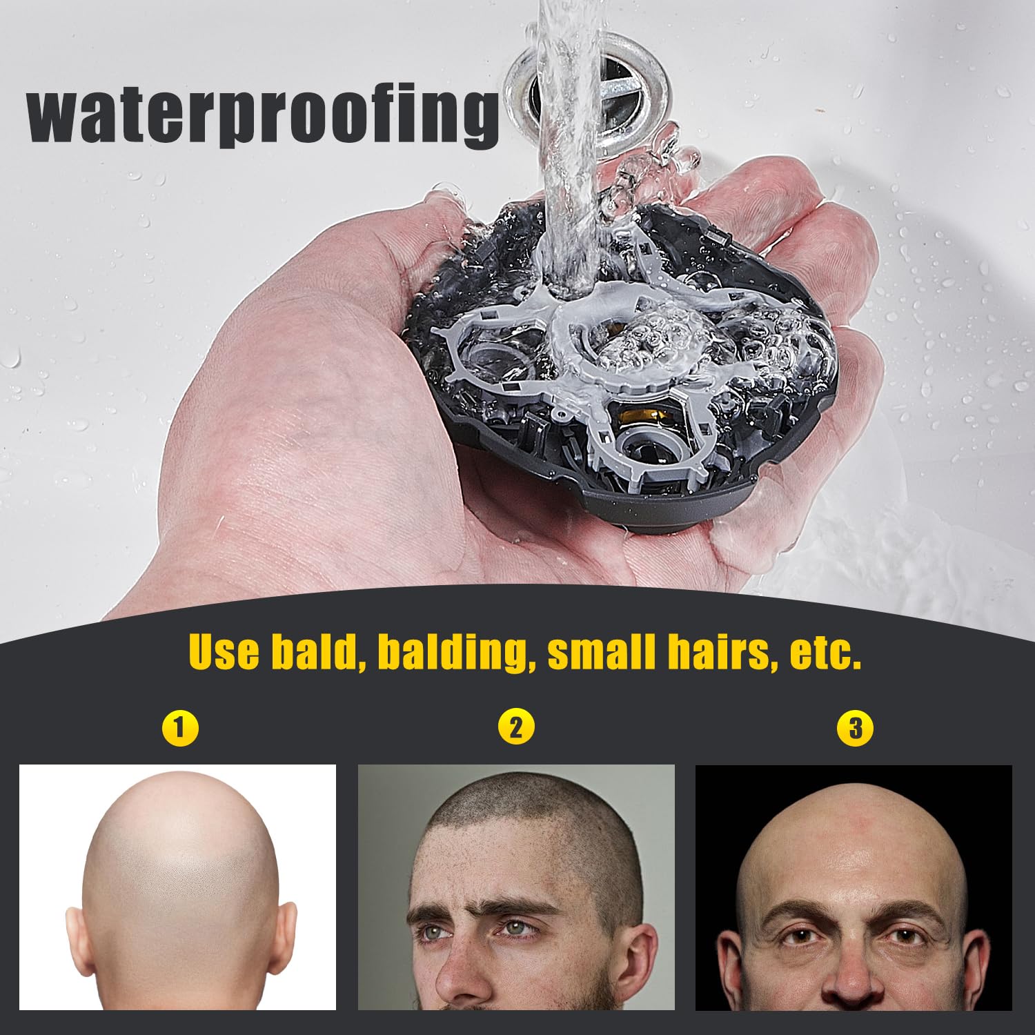 TGSBHIO replacement heads waterproof design, suitable for wet or dry shaving.