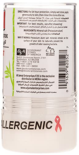 Thai Natural Crystal Deodorant-Stick hypoallergenic, fragrance-free for sensitive skin.