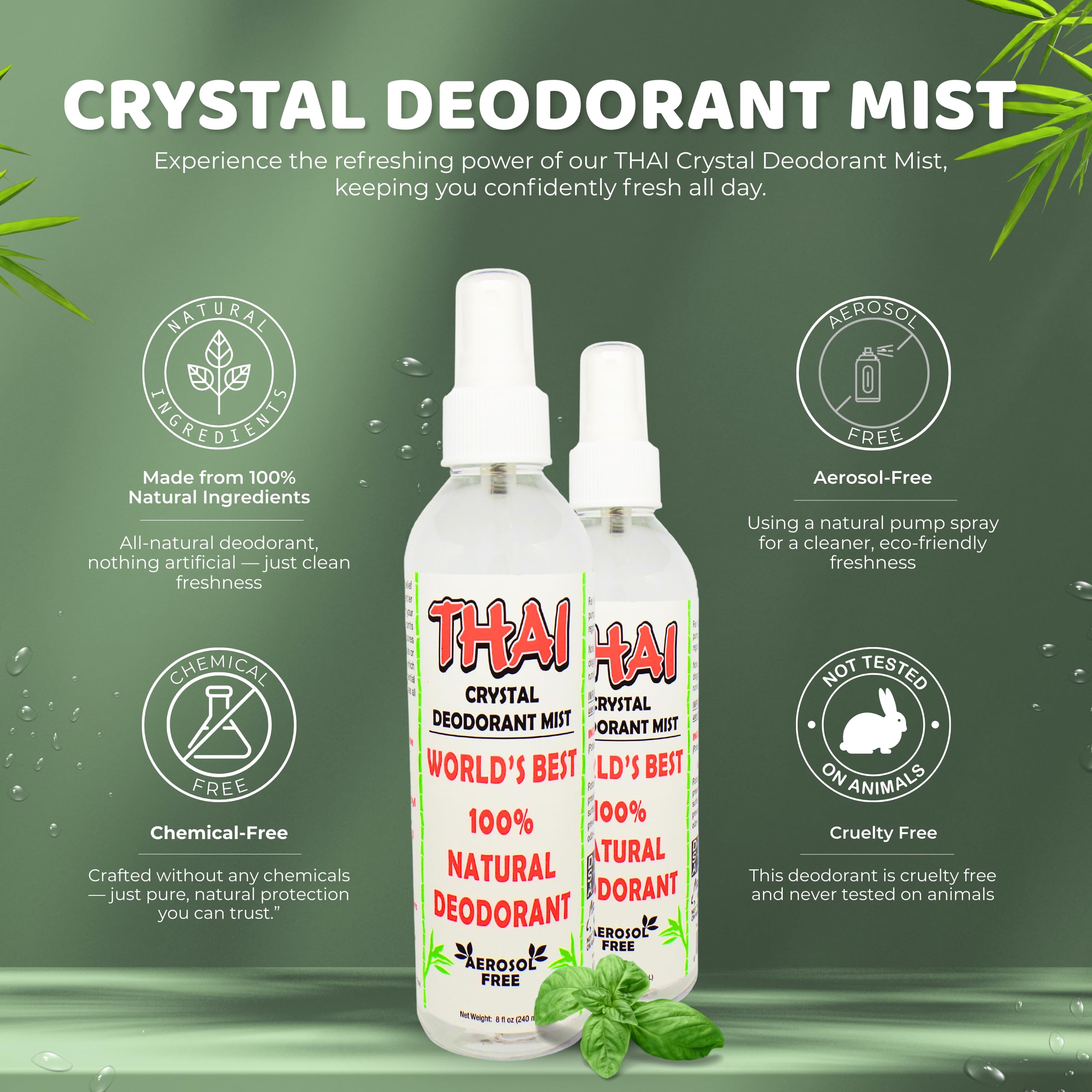 Envase con pump de Thai Deodorant Stone para aplicación suave y sin manchas