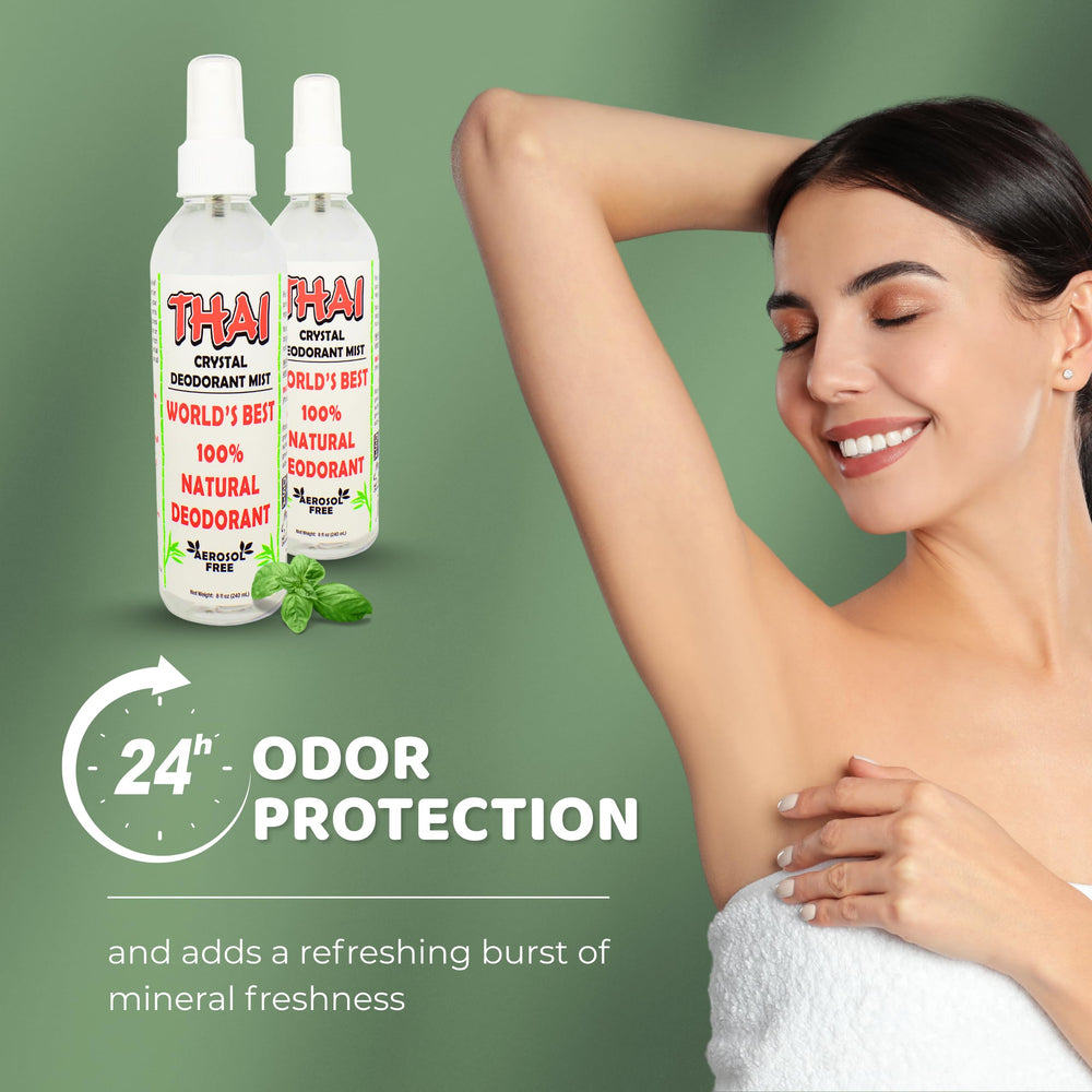 Thai Deodorant Stone Crystal Mist sin fragancia, ideal para piel sensible