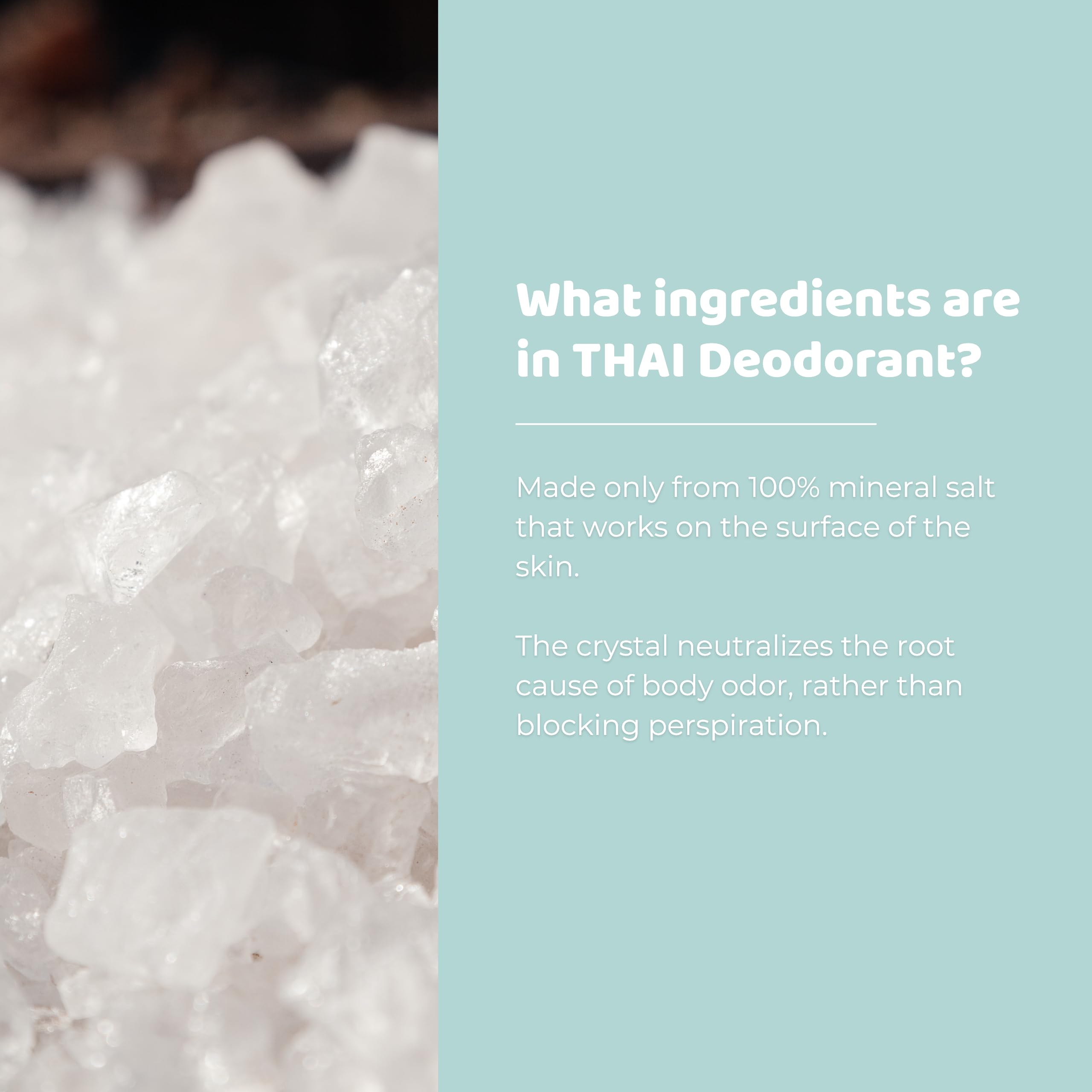 Experiencia sensorial de Thai Deodorant Stone, textura mineral y frescura.