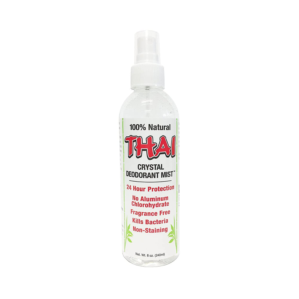 Thai Natural Crystal Deodorant Mist bottle shows a clean, aluminum-free freshness.