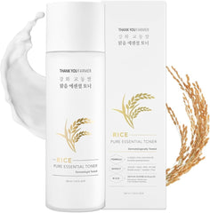 THANKYOU FARMER Rice Pure Toner con agua de arroz para hidratación suave.
