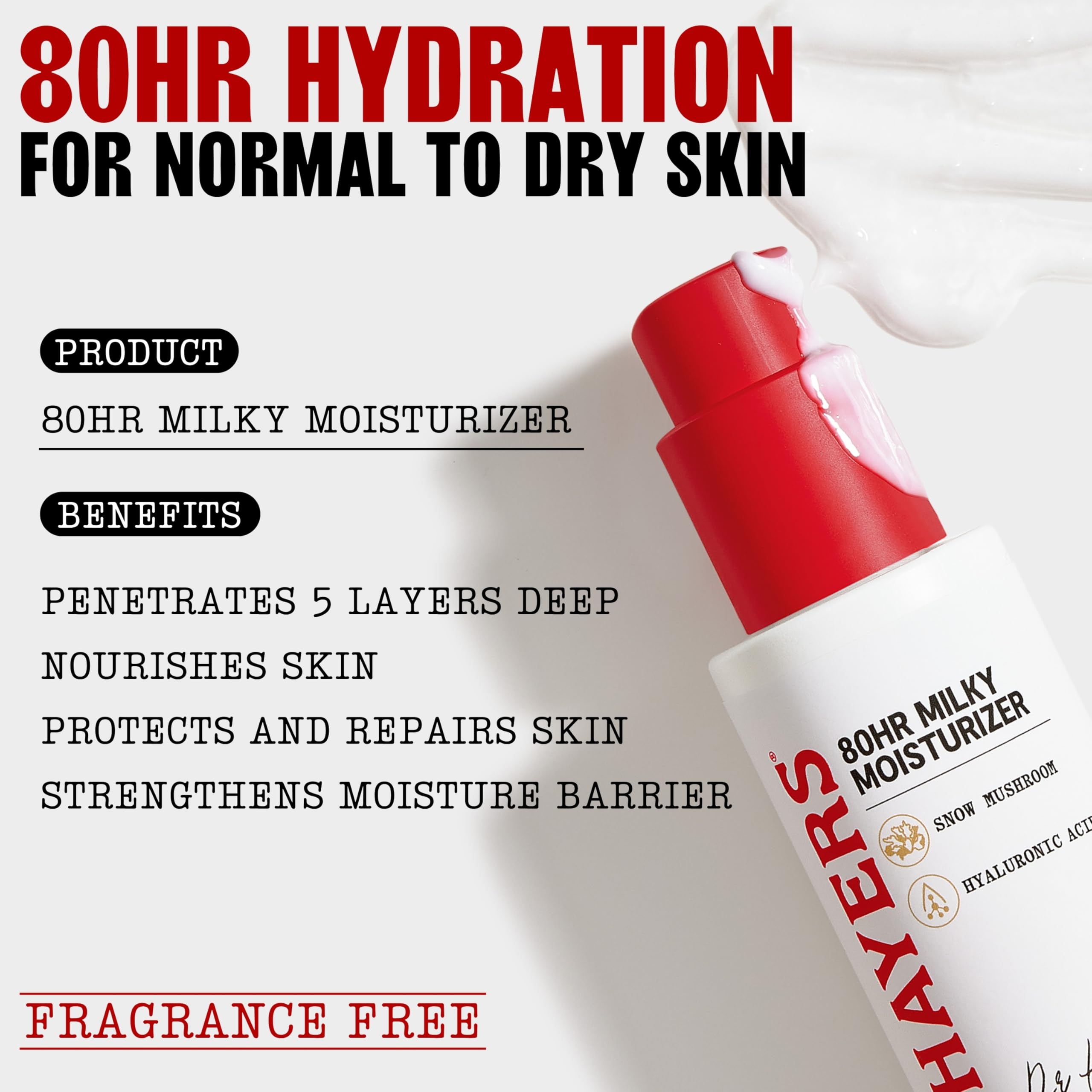 THAYERS 80HR crema lechosa, absorción rápida para piel fresca.