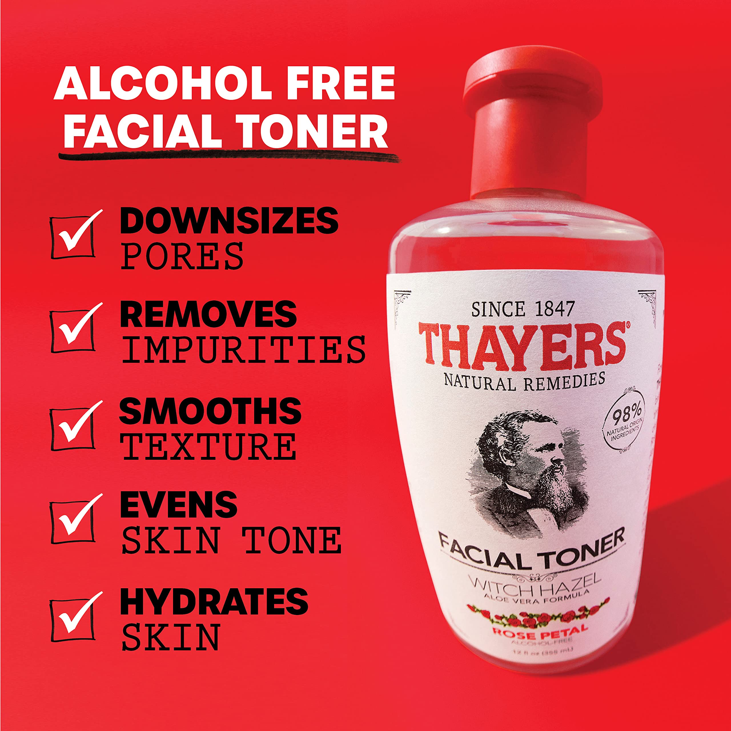 THAYERS aloe vera y hamamelis, ingredientes naturales para hidratación calmante.