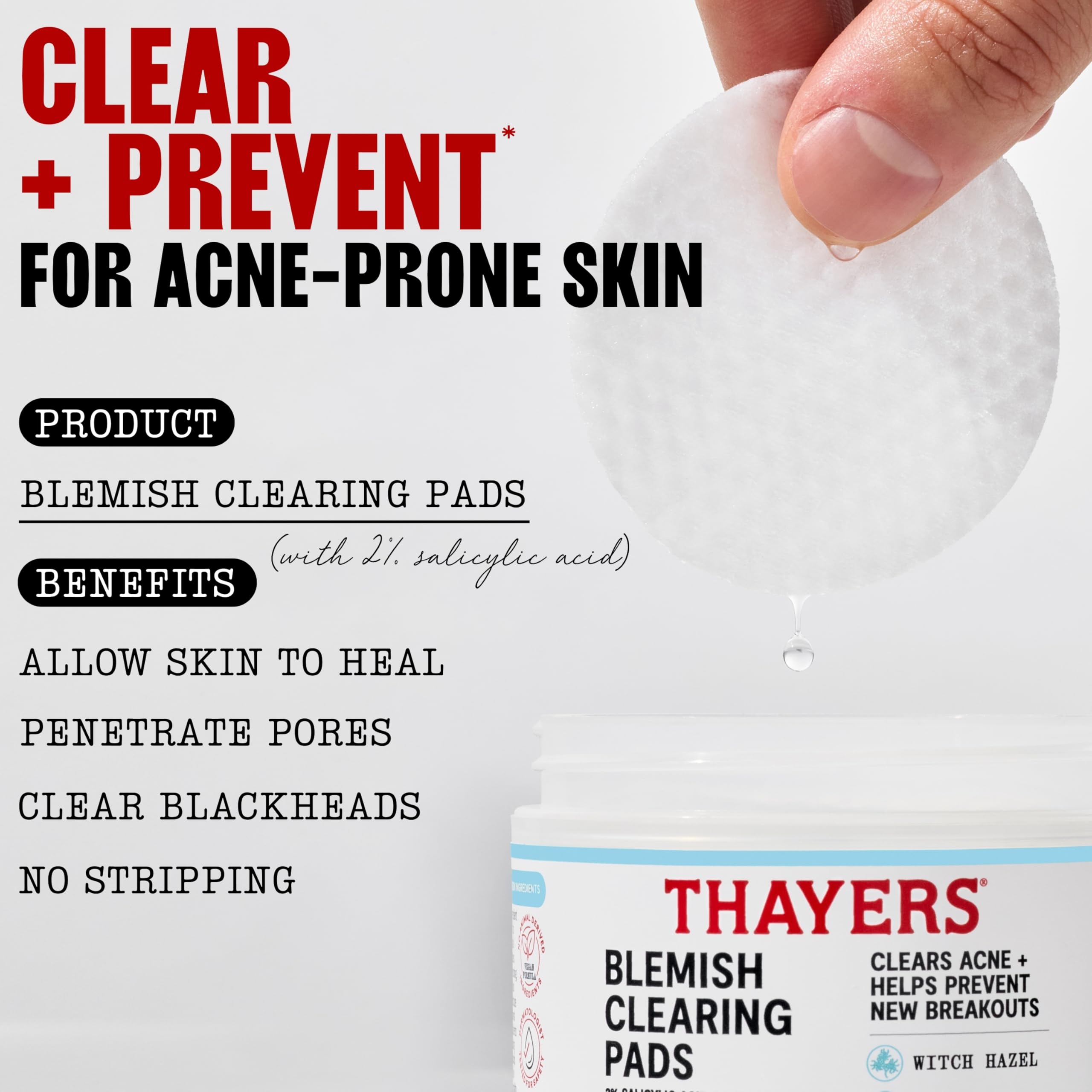 Thayers discos tónico antiacné, aloe y hamamelis, sensación suave y calmante.