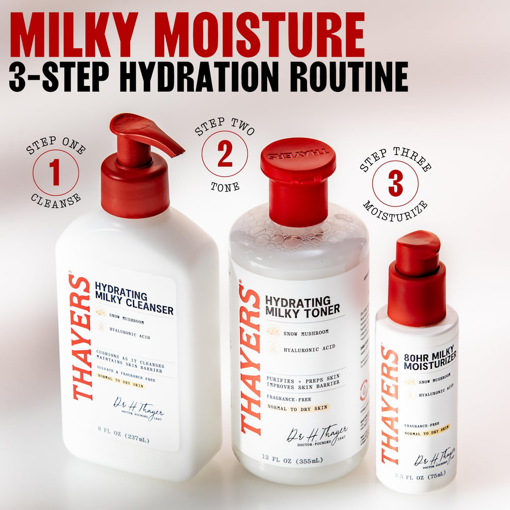 THAYERS 80HR crema lechosa, envase práctico para rutina diaria.