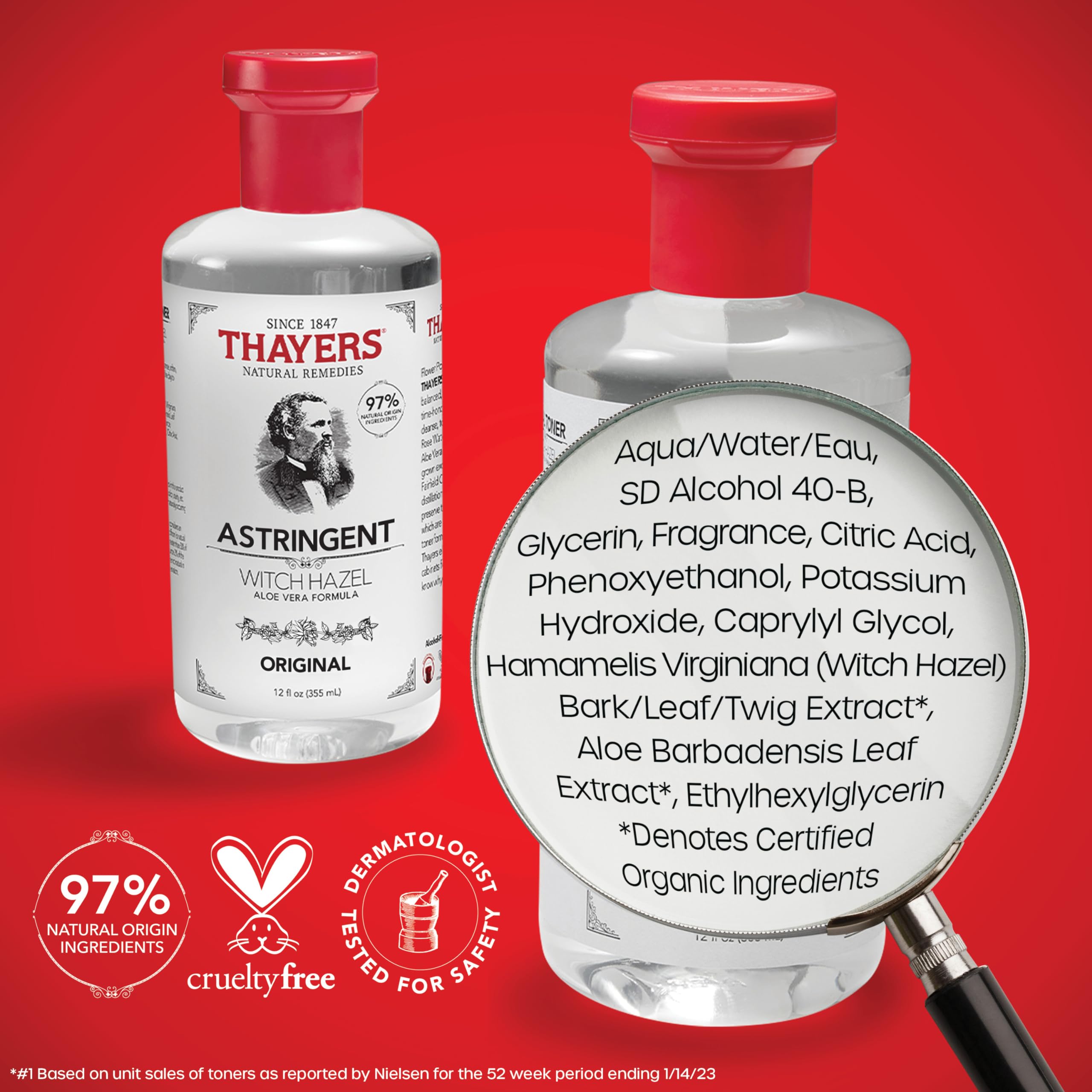 THAYERS hamamelis botella en baño con diseño clásico